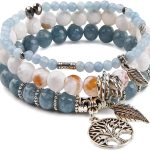 Tree of Life Turquoise Jasper & Tibetan Agate Gemstone Chakra Beaded Bracelet | Beach Charm Bracelet Set - Ocean Jewelry……